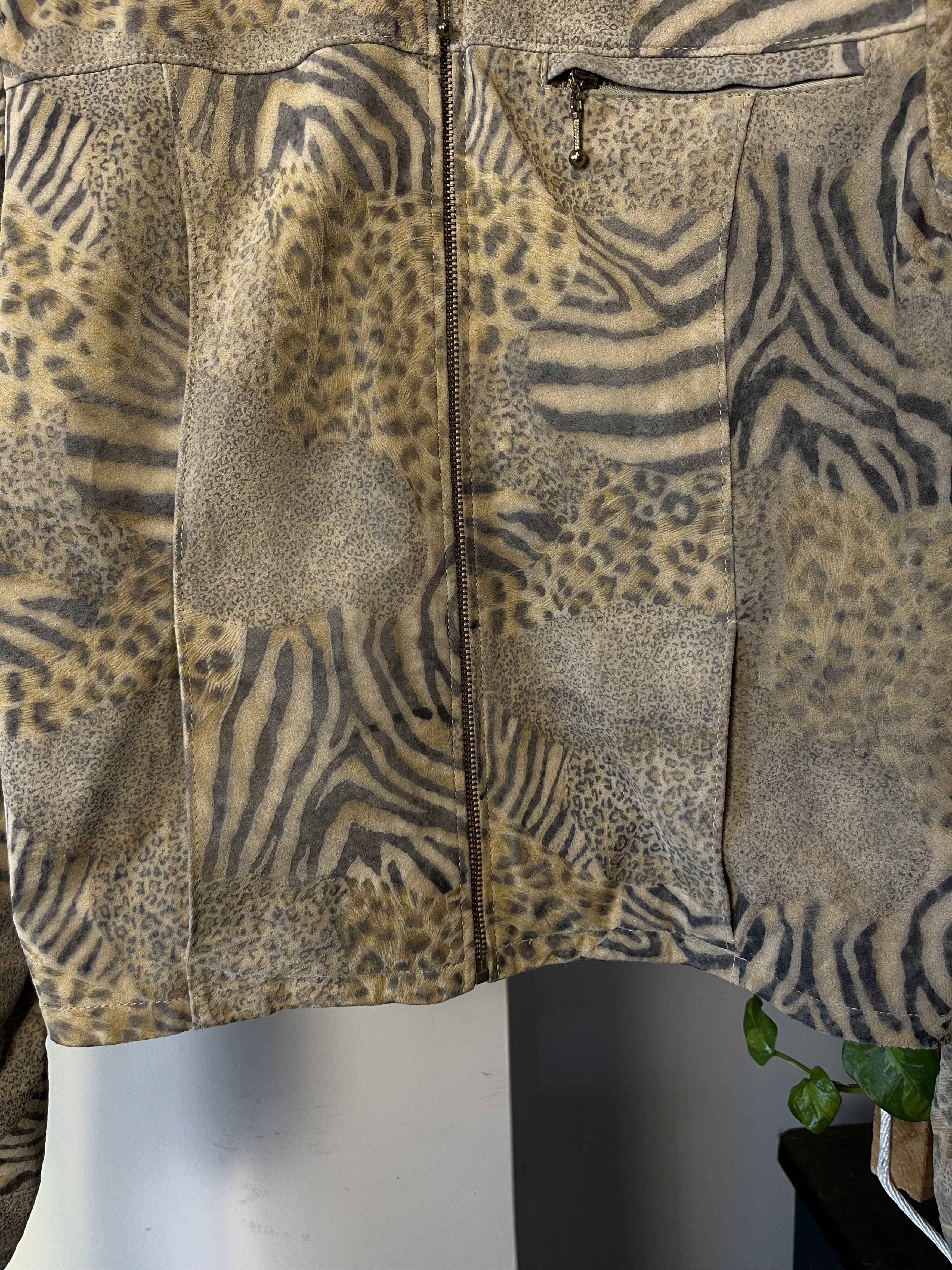 Vintage 90s y2k Leopard Gepard Tiger Pimp Cropped Leather Jacket Size M / US 6-8 / IT 42-44 - 6 Thumbnail