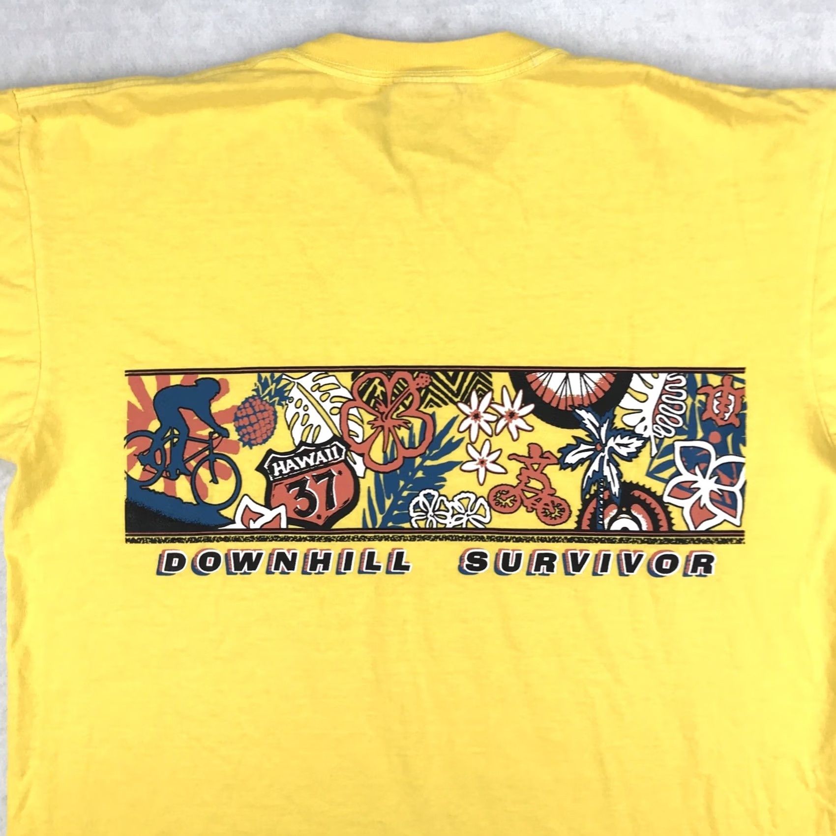 Anvil VINTAGE Haleakala Bike Co. Upcountry Maui Hawaii Survivor 2-Sided T-Shirt L Yellow Mens 90s Cartoon Double-Sided Cotton 80s 90s Vintage Shirt Size US L / EU 52-54 / 3 - 7 Thumbnail