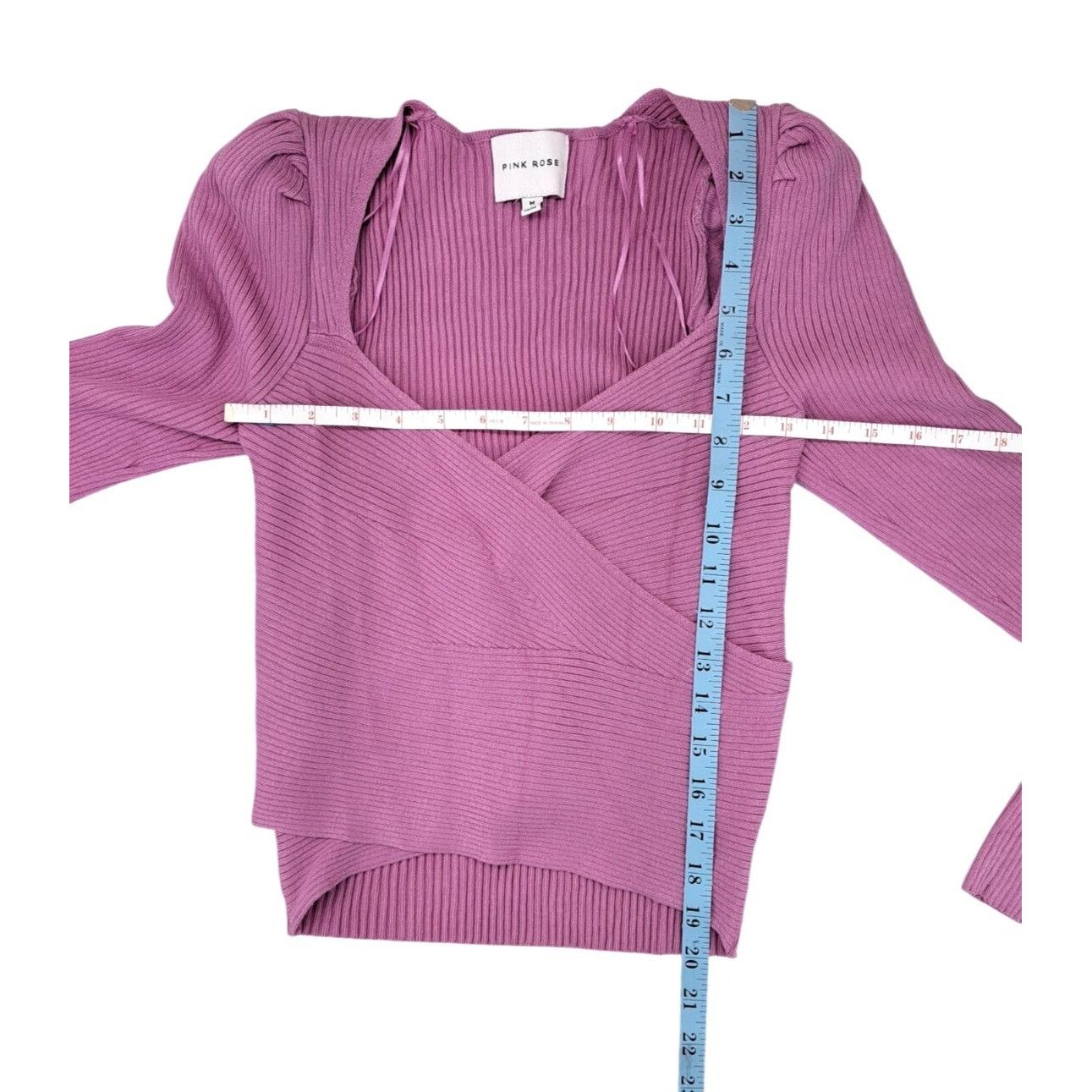 Other Pink Rose Ribbed Knit Wrap Sweater Medium Mauve Long Sleeve Size M / US 6-8 / IT 42-44 - 5 Thumbnail