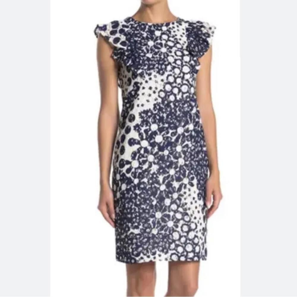 Designer Trina Turk l Energy Ruffle Sleeve Sheath Dress Small Size M / US 6-8 / IT 42-44 - 1 Thumbnail