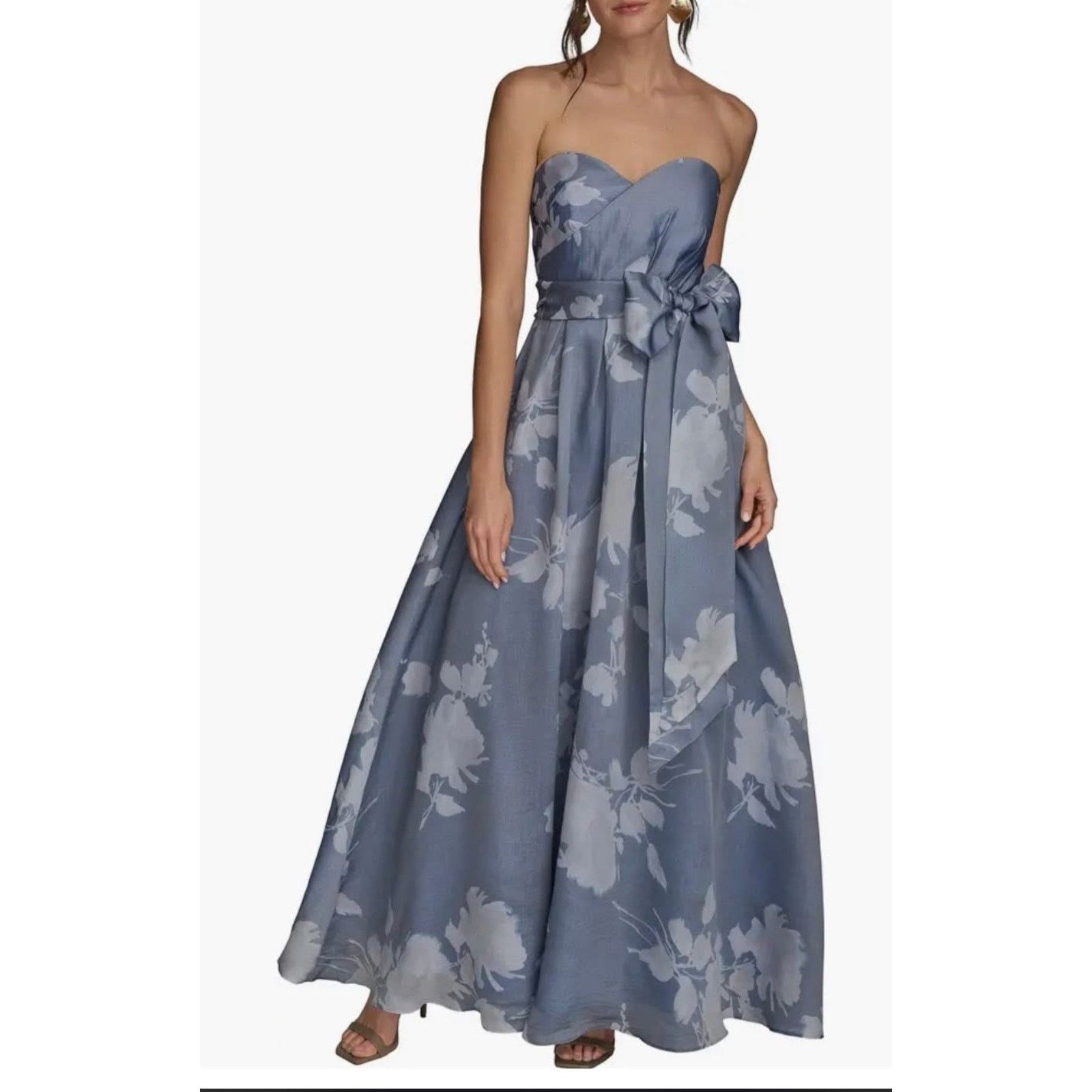 Donna Karan Donna Karan New York Women's Blue Floral Print Strapless 6 Size M / US 6-8 / IT 42-44 - 5 Thumbnail