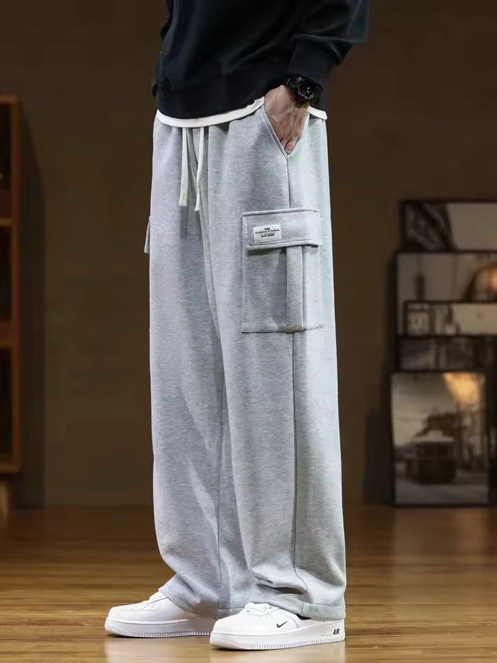 Japanese Brand 🔥 Grey Wide-Leg Cargo Sweatpants – Baggy Streetwear Joggers Size US 33 - 5 Thumbnail