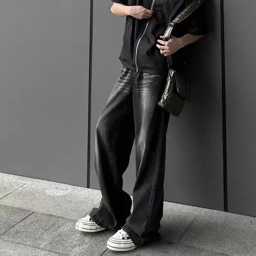 VIBE High street washed loose straight denim trousers Size US 30 / EU 46 - 4 Thumbnail