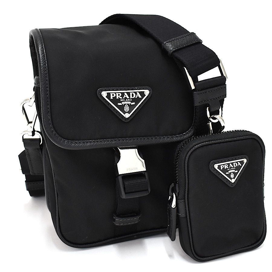 image of Prada Shoulder Bag Crossbody Mini Pouch Re-Nylon Black, Women's