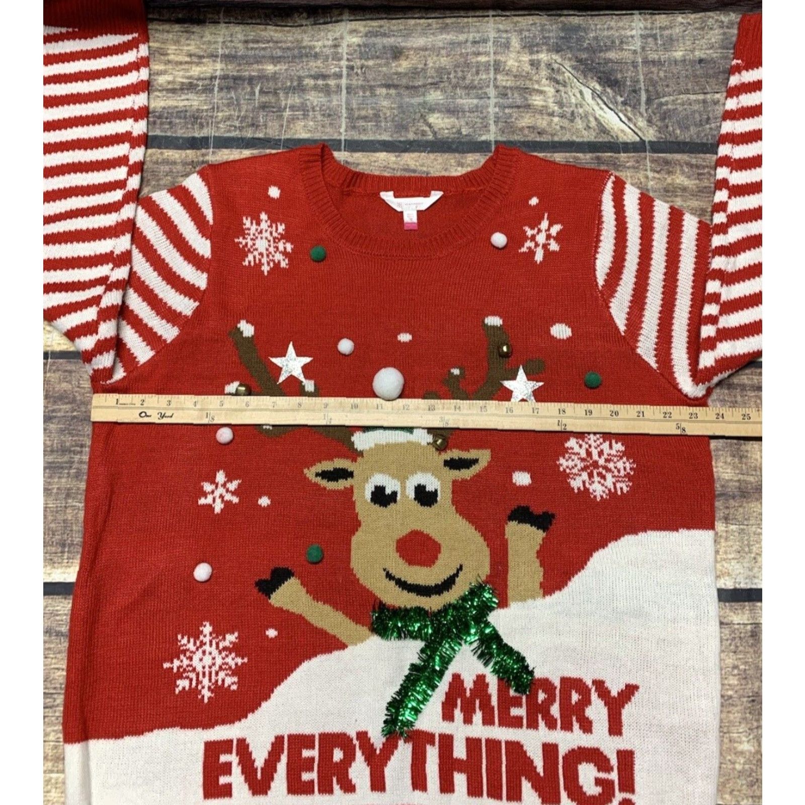 Vintage VINTAGE Christmas Sweater Woman’s XXXL Reindeer Jingle Bells Red White 3D Festive Fun Size XXL / US 16-18 / IT 52-54 - 4 Thumbnail