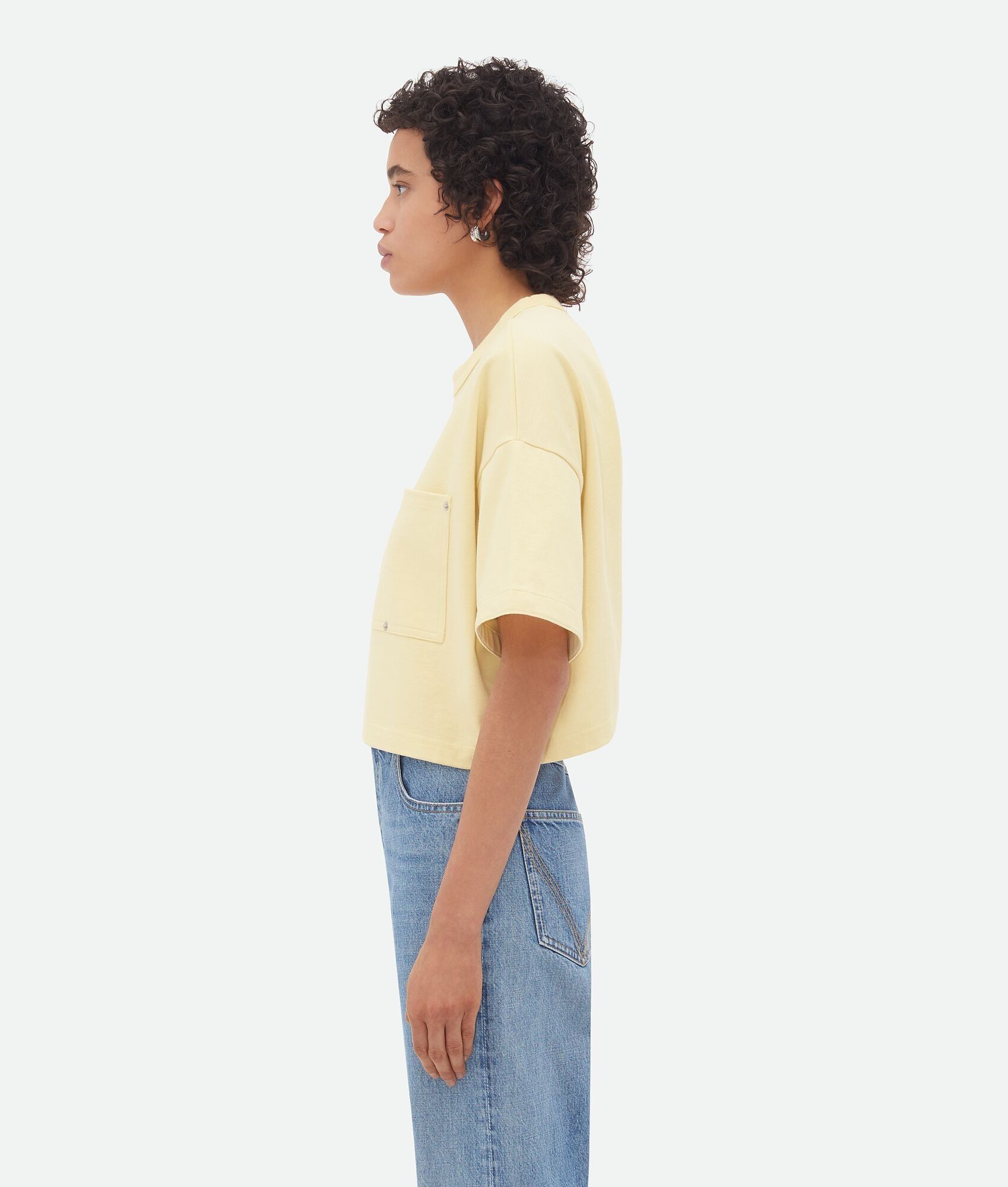 Bottega Veneta o1bcso1str0725 Jersey Cropped T-Shirt With V Pocket Size S / US 4 / IT 40 - 2 Thumbnail