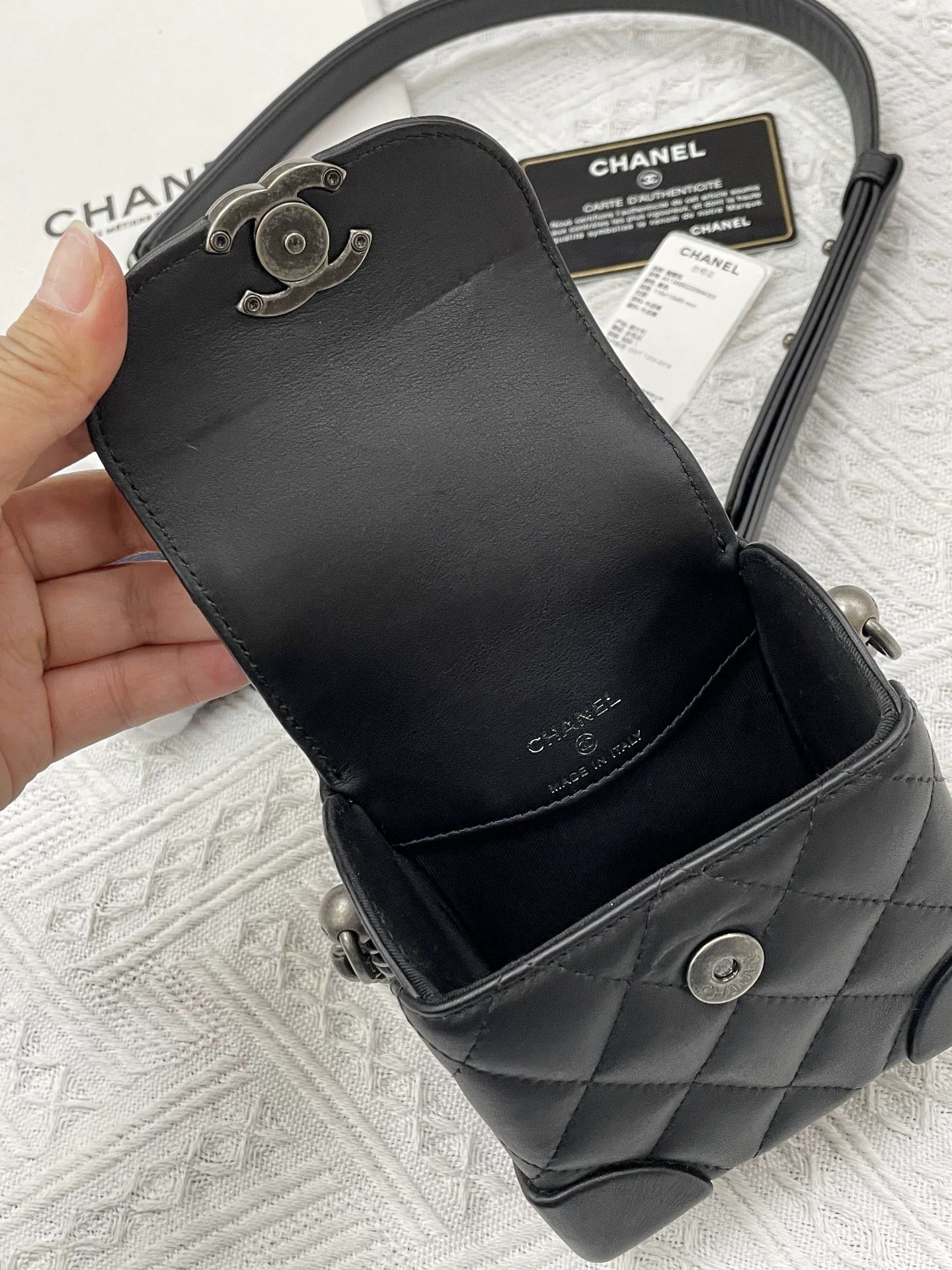 Chanel Chanel Black Mini Square Box Chain Bag w/ Card & Cert Size ONE SIZE - 5 Thumbnail
