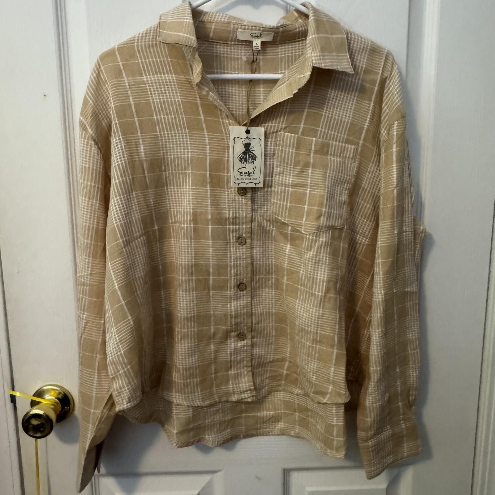 Eastland NWT Easel Beige Plaid Button-Up Shirt Size Small Size S / US 4 / IT 40 - 1 Thumbnail