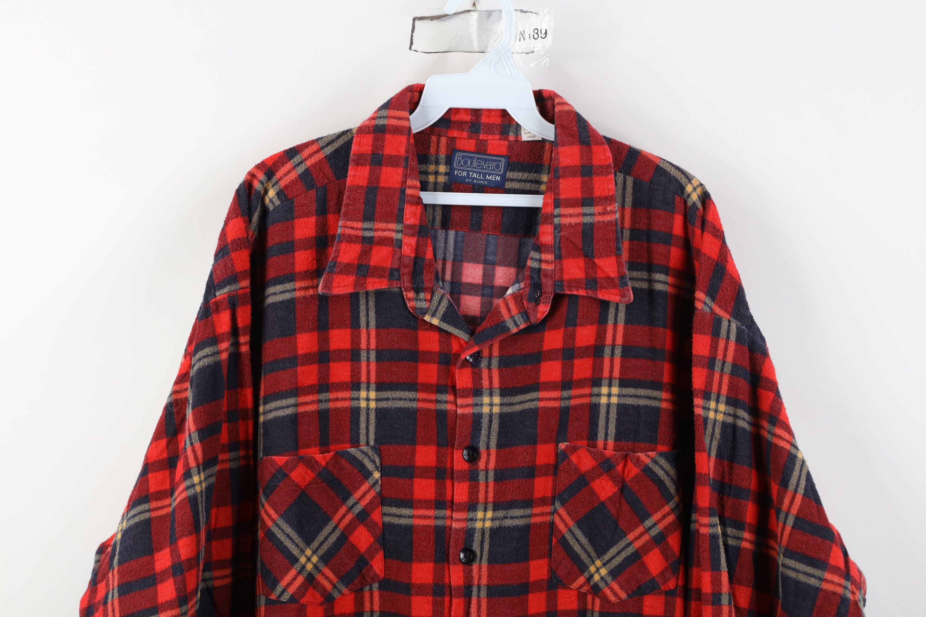 Vintage Vintage 70s Streetwear Collared Button Shirt Red Plaid Size US XXL / EU 58 / 5 - 2 Thumbnail