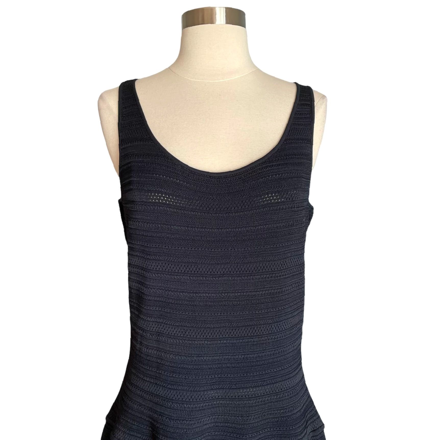 Ralph Lauren Ralph Lauren Black Label Navy Blue Textured Knit Dress Fit & Flare Size L Women Sleeveless Scoop Neck Pullover Party Cocktail Short Dress Size L / US 10 / IT 46 - 3 Thumbnail