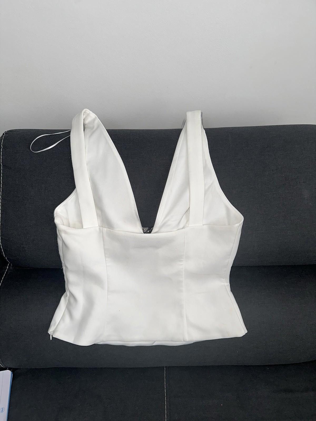 Zara ZARA White Vest with Bow Rhinestone Size S / US 4 / IT 40 - 3 Thumbnail