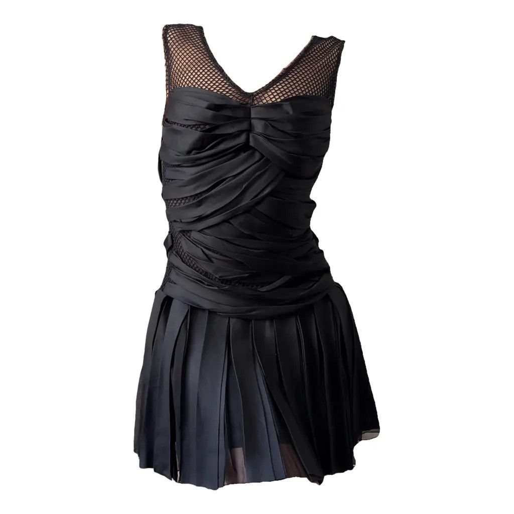 Louis Vuitton Louis Vuitton Black Silk Pleated Cocktail Mini Dress FR40 Size M / US 6-8 / IT 42-44 - 2 Thumbnail