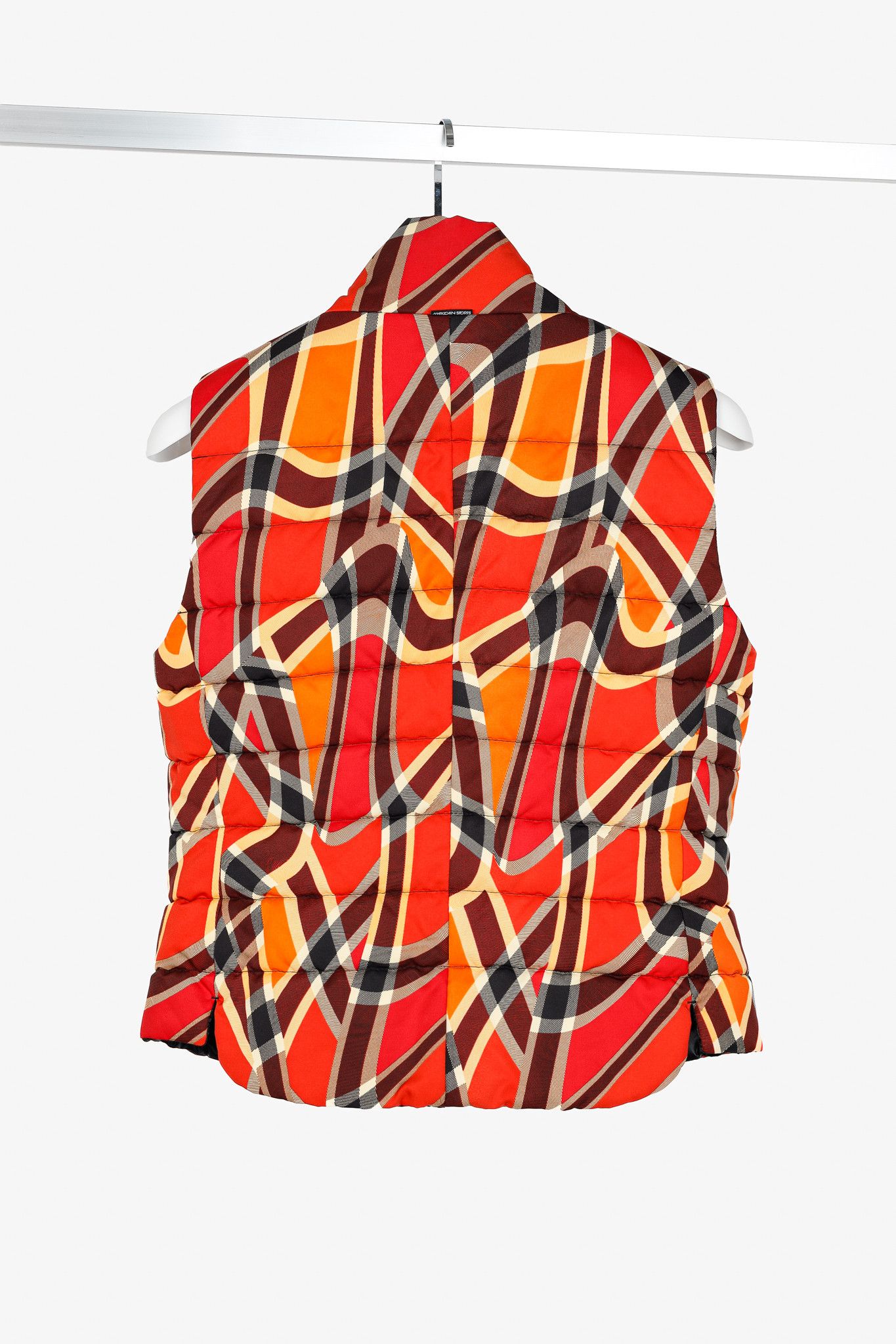 Designer Marc Cain Sports Reversible Orange Wavy-Plaid Vest Size M / US 6-8 / IT 42-44 - 2 Thumbnail