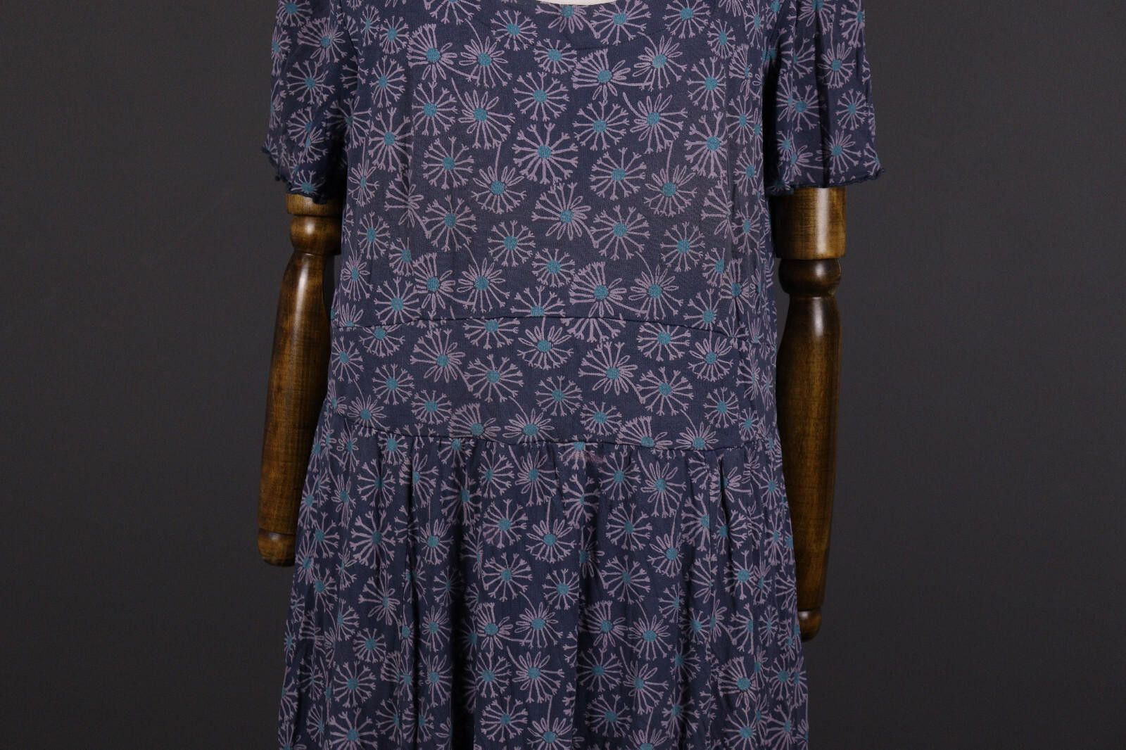 Designer Deerberg Blue Floral Relaxed Summer A-Line Dress Size L Size L / US 10 / IT 46 - 3 Thumbnail
