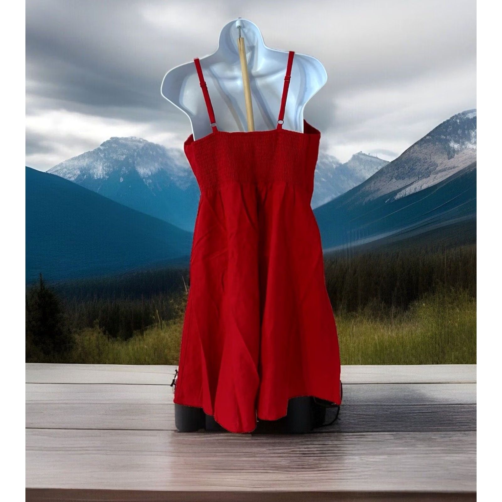Old Navy Old Navy Linen Blend Cami Dress - Red, S, Knee Length, Sleeveless Size S / US 4 / IT 40 - 6 Thumbnail