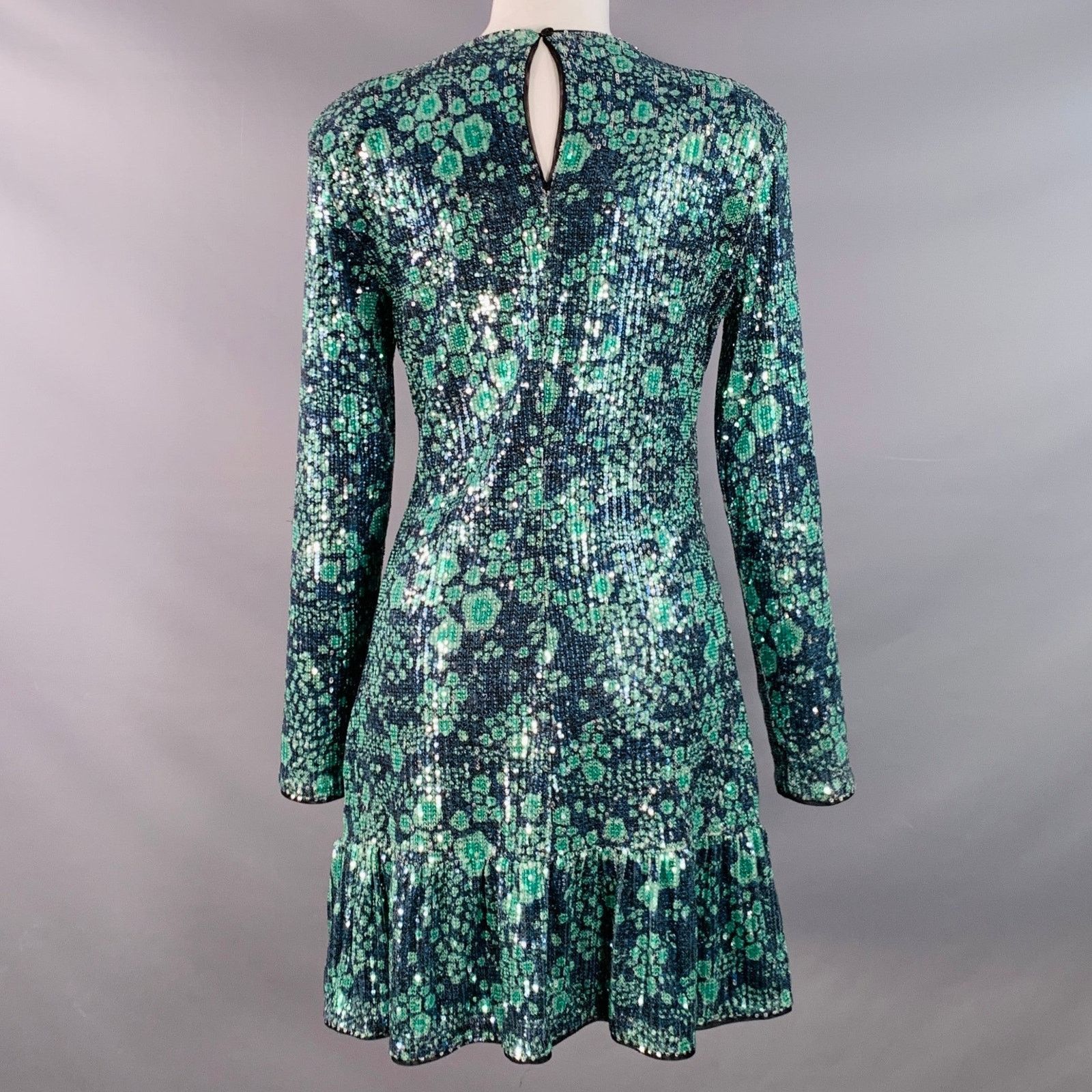 Baum und Pferdgarten M Navy Green Sequined Abstract Floral Cocktail Dress Size M / US 6-8 / IT 42-44 - 4 Thumbnail