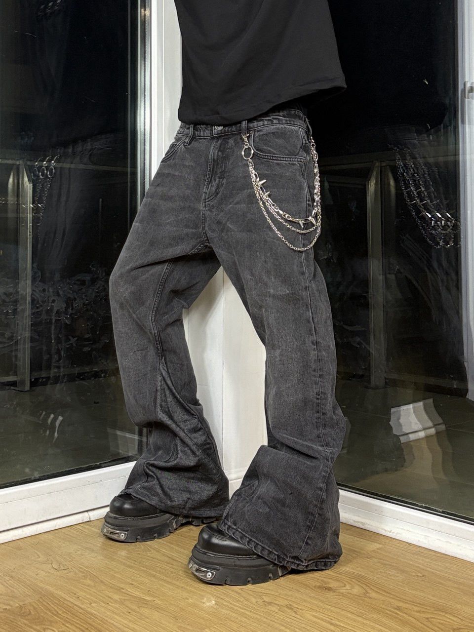 Japanese Brand flare bootcut painted black jeans Size 30" / US 8 / IT 44 - 3 Thumbnail