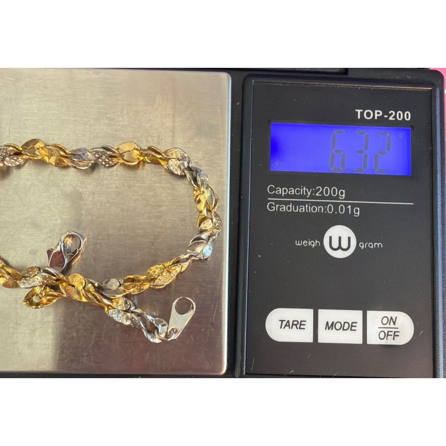 Other Vintage Gold Silver Tone Twist Chain Bracelet Textured 7" Es Size ONE SIZE - 5 Thumbnail