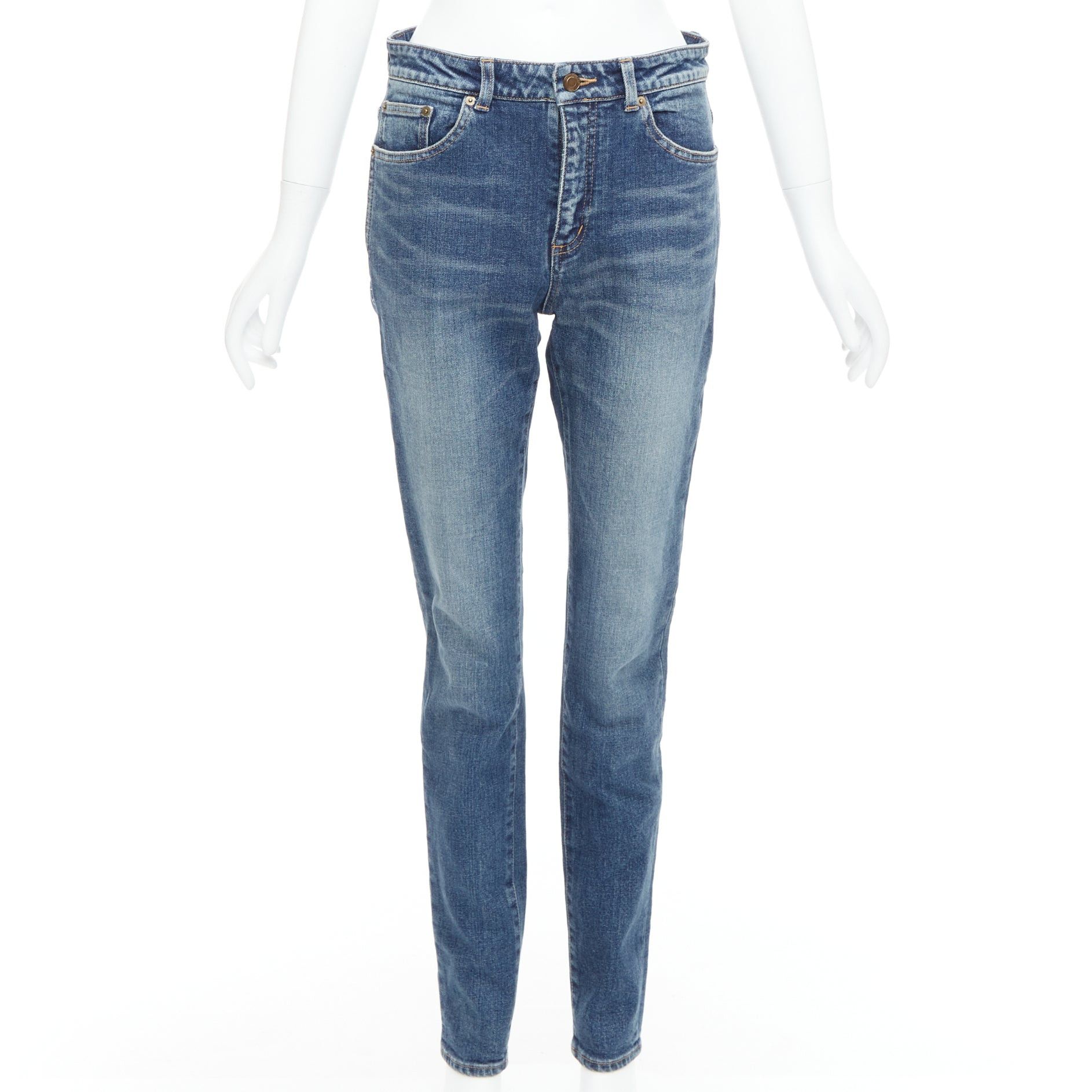 Saint Laurent Paris SAINT LAURENT D05 washed blue classic mid waist tapered jeans 29" Size 29" - 1 Thumbnail