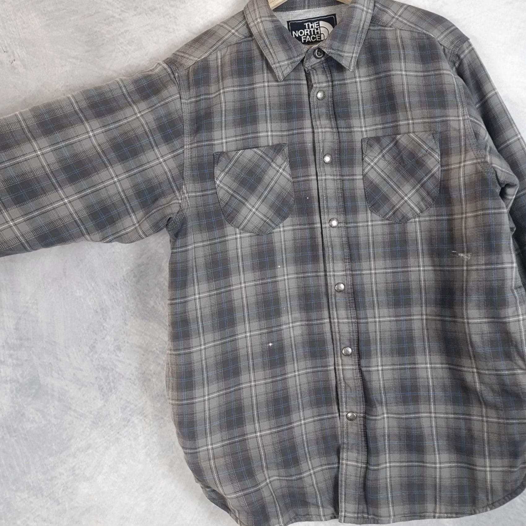 The North Face The North Face Shirt Jacket Mens M Gray Plaid Quilted Snap Lined Cotton Flannel Centered Hem Pockets Logo Vintage No Size US M / EU 48-50 / 2 - 5 Thumbnail