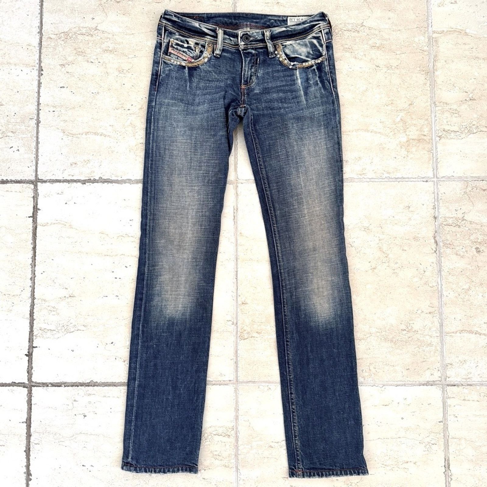 Diesel Diesel Lowky Jeans, Sequined Back Pockets, Size 26/32 Size 26" / US 2 / IT 38 - 2 Thumbnail