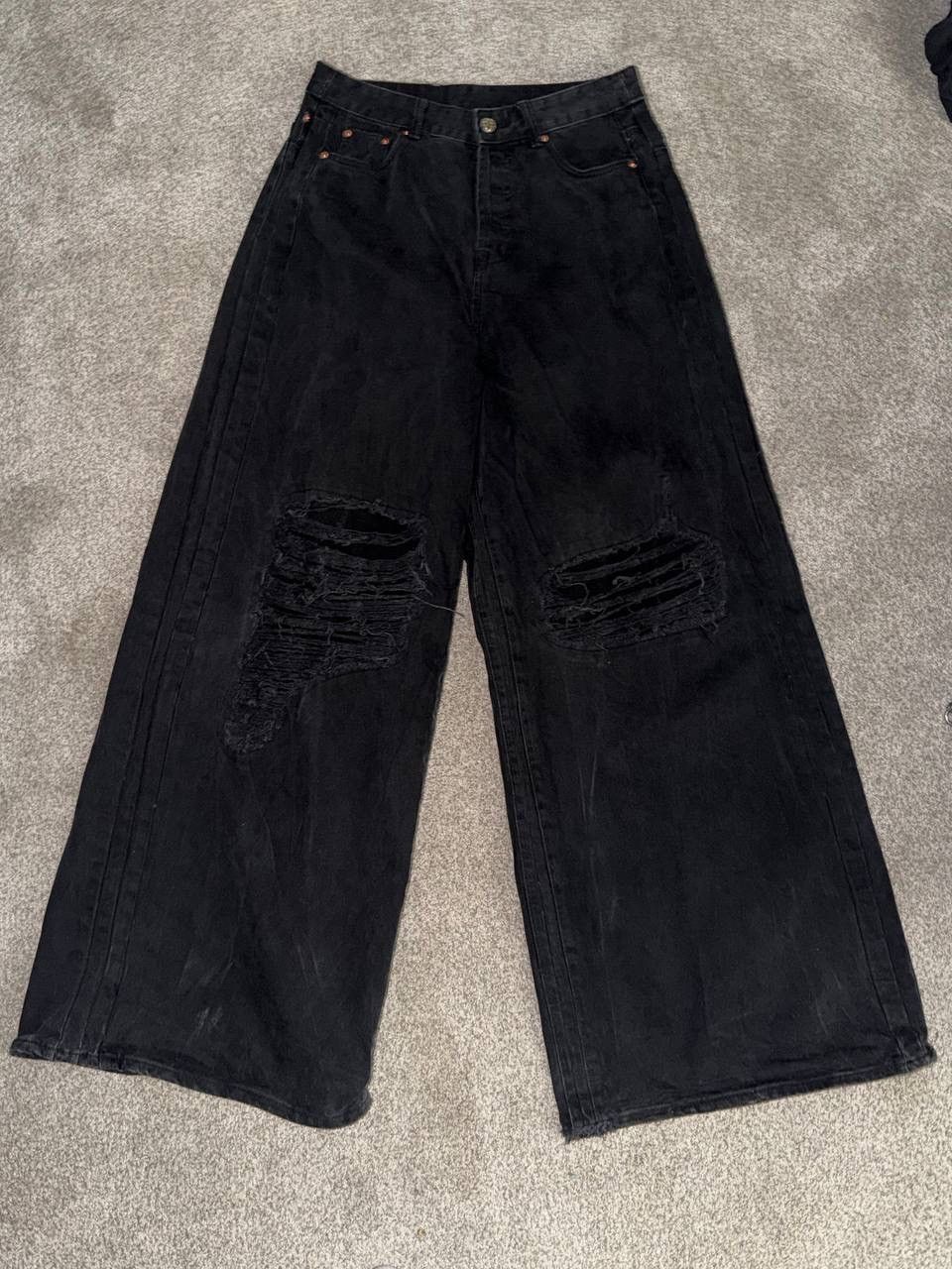 Vetements Destroyed Wide Leg Jeans
