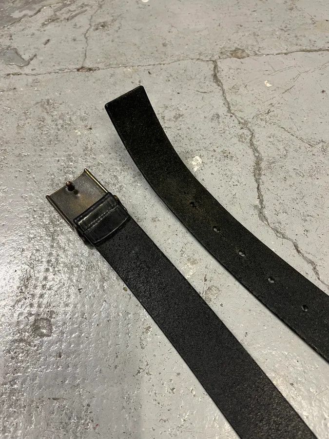 Designer × Jean Paul Gaultier × Vintage 2000s Jean Paul Gaultier Earth Black Leather Belt Size ONE SIZE - 4 Thumbnail