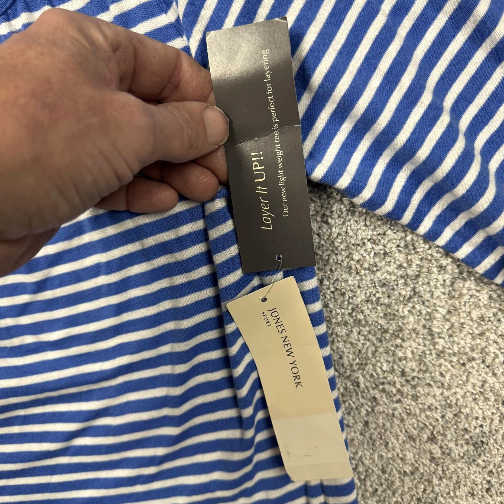 Jones New York Jones New York Sport Shirt Large Striped Nautical Casual Layering Classic Preppy Size L / US 10 / IT 46 - 4 Thumbnail