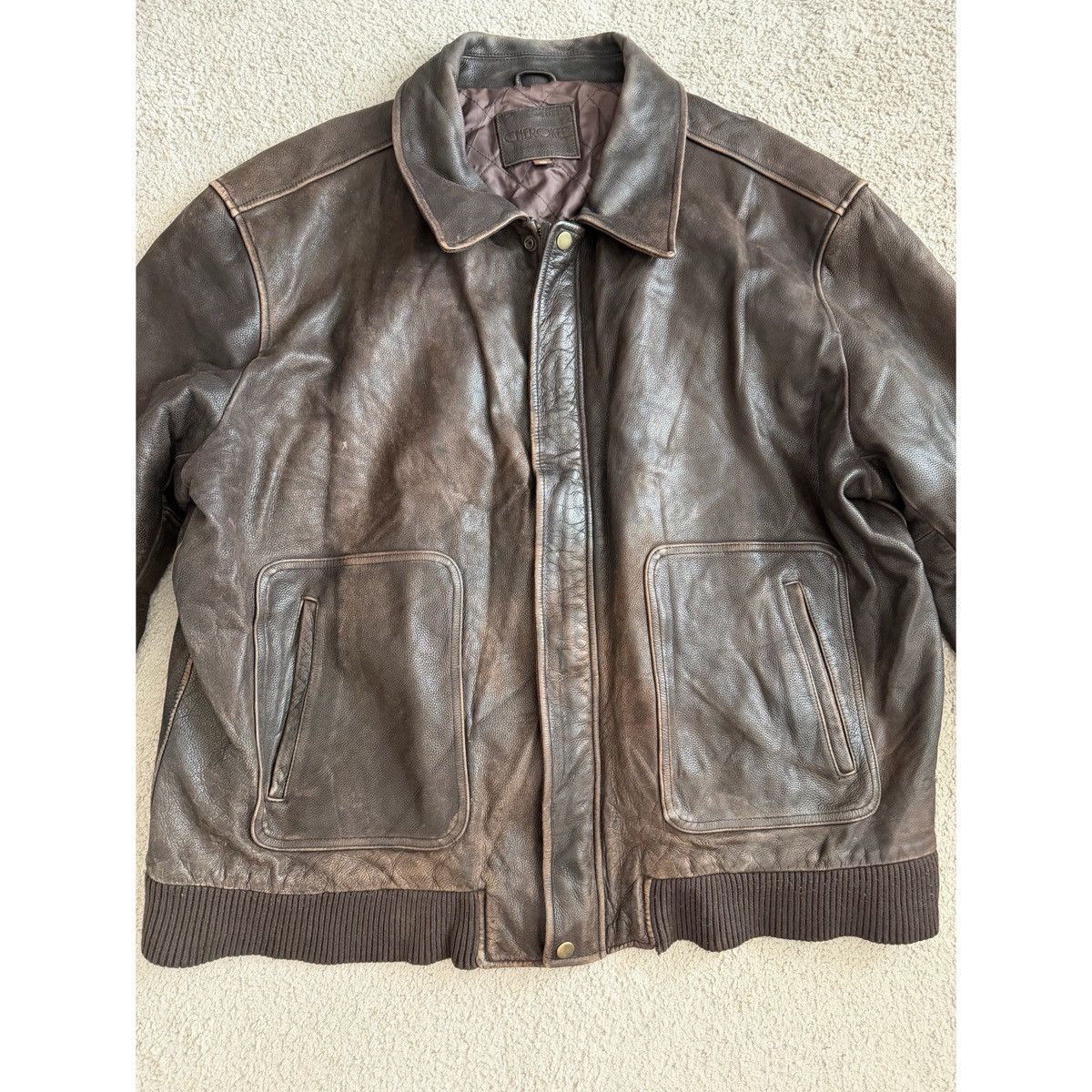 Cherokee VINTAGE CHEROKEE BROWN LEATHER BOMBER JACKET Size US XXL / EU 58 / 5 - 10 Thumbnail