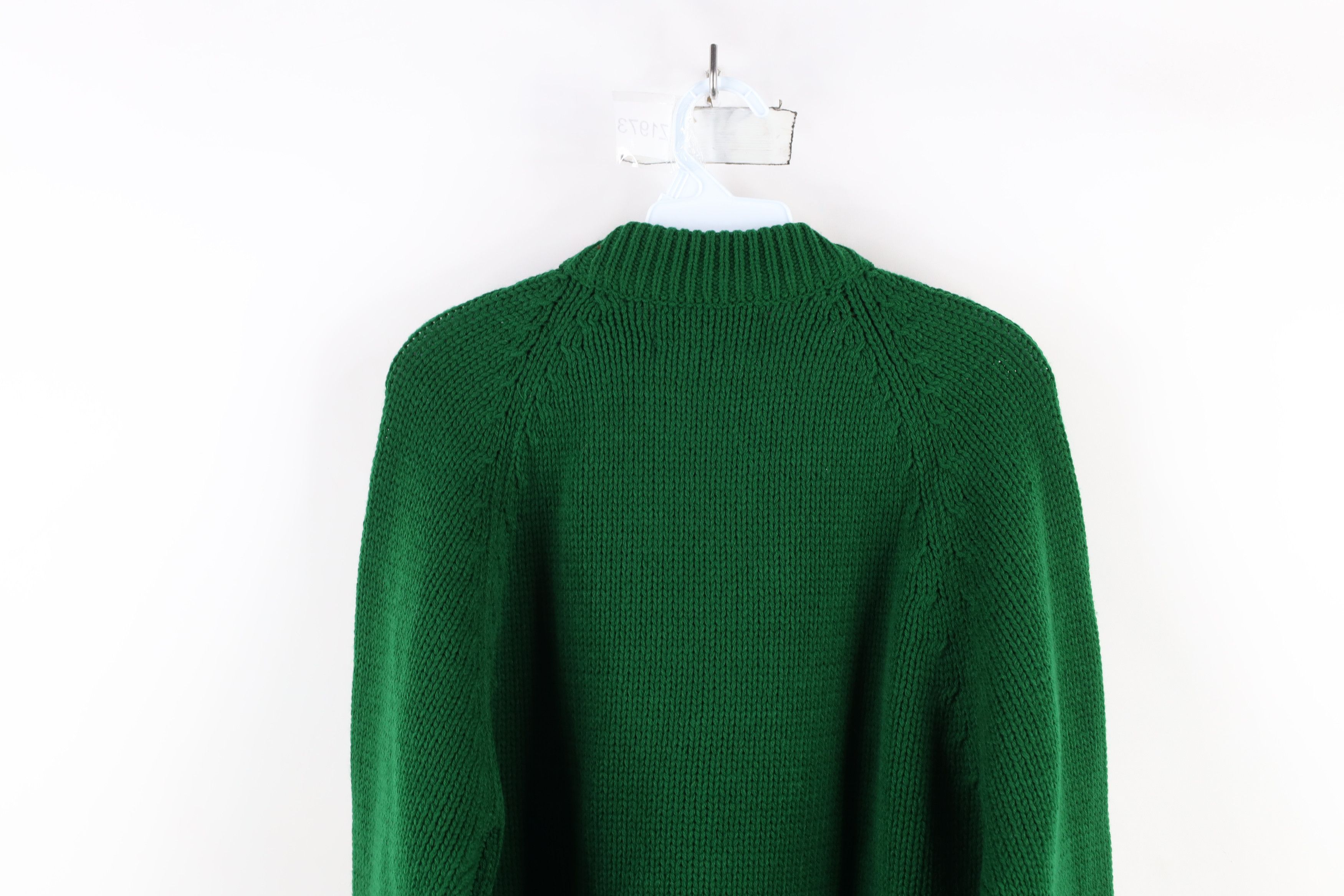 Vintage Vintage 70s Streetwear Ribbed Geometric Knit Sweater Green Size US L / EU 52-54 / 3 - 9 Thumbnail