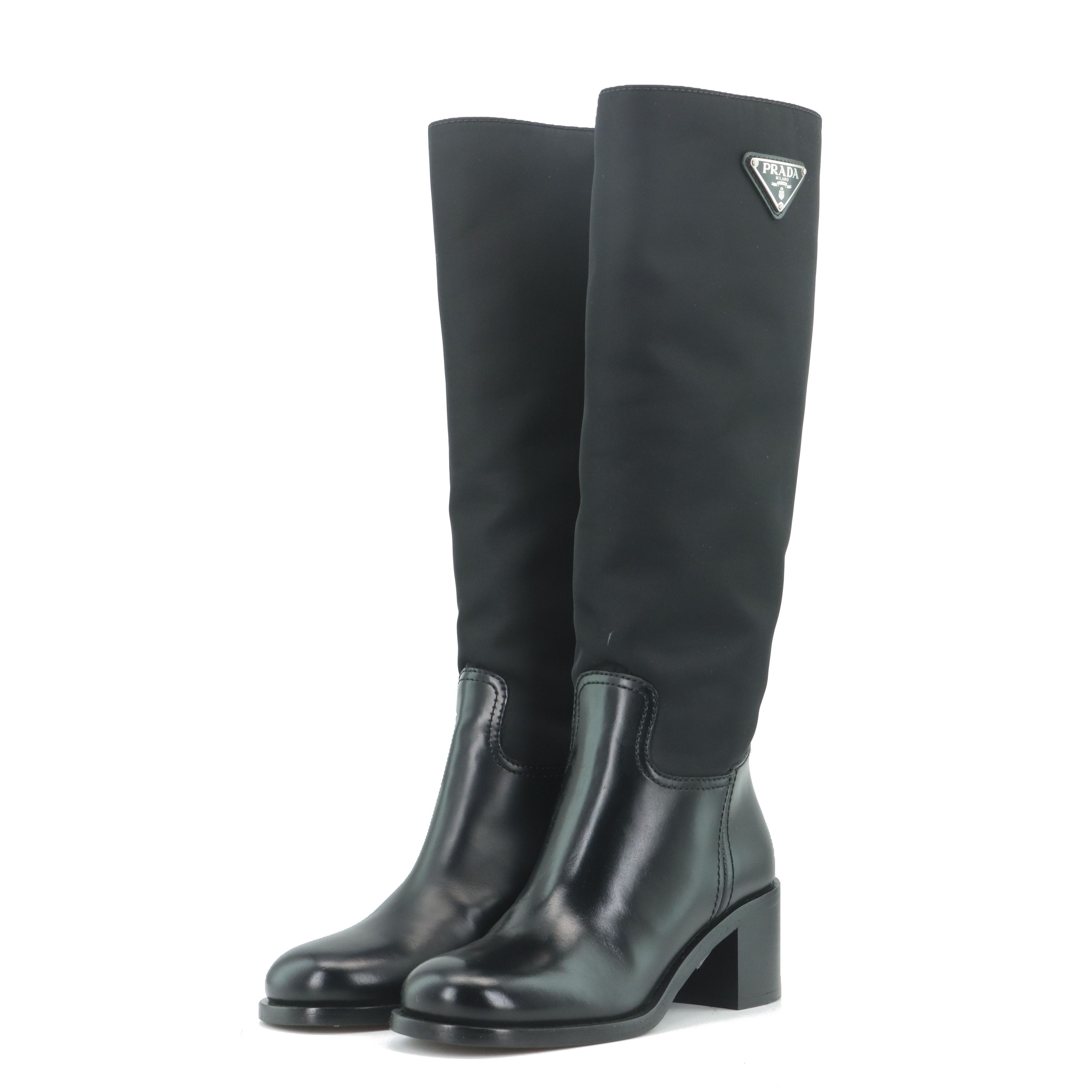Prada Prada Logo Nylon Knee High Boots Size 35 Size US 5 / IT 35 - 1 Thumbnail