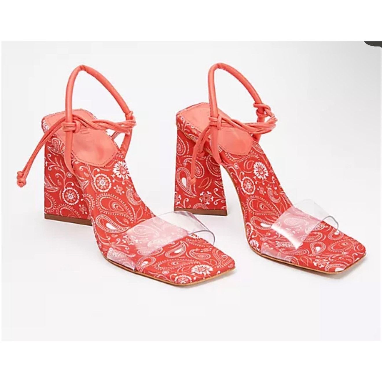 SCHUTZ Schutz Tie Front Heeled Sandals - Mayala coral red 8.5 Size US 8.5 / IT 38.5 - 1 Thumbnail