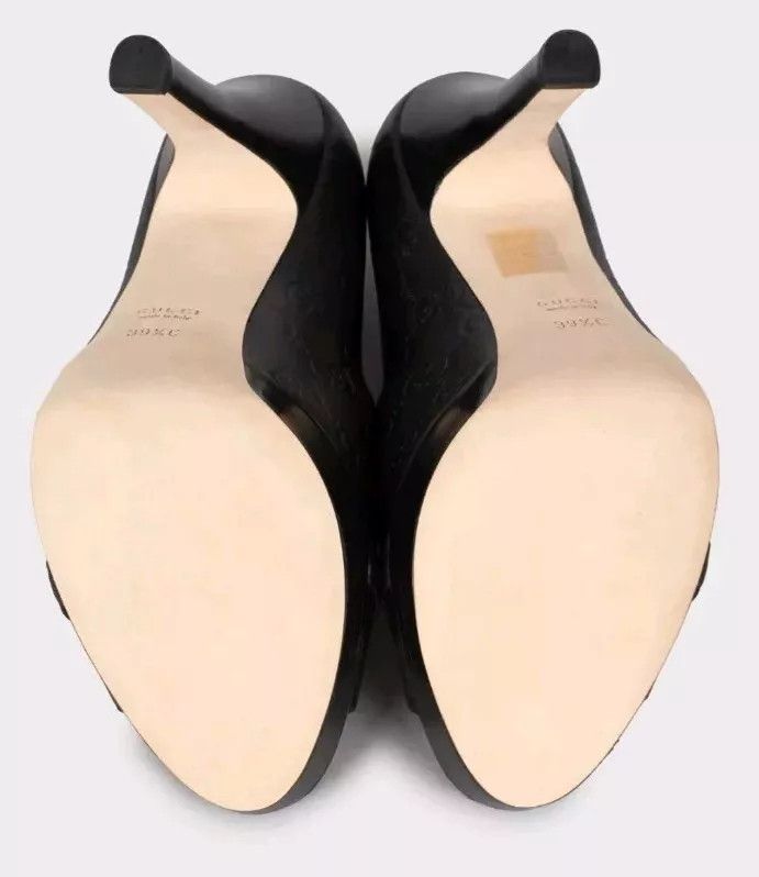 Gucci Guccissima GG monogram black leather horsebit peep toe Size US 9.5 / IT 39.5 - 5 Thumbnail