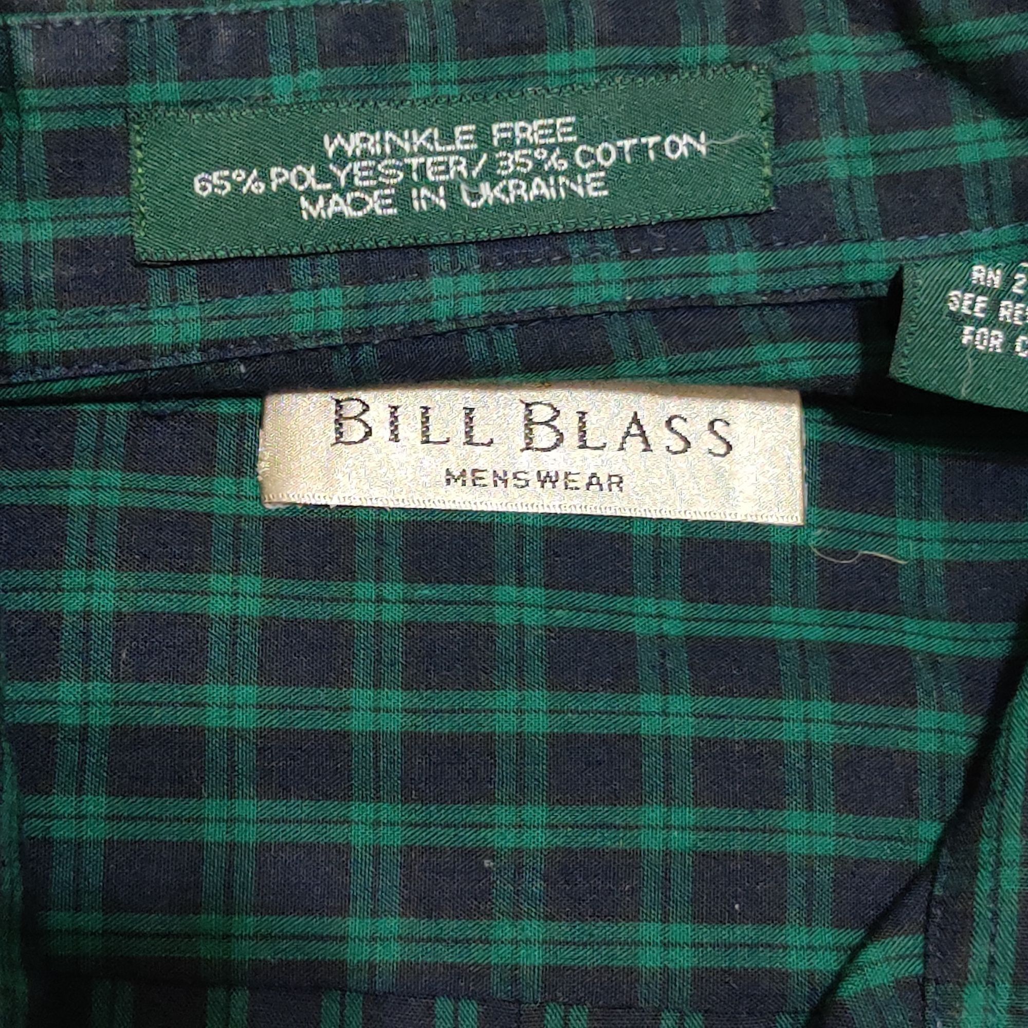 Bill Blass Bill Blass M Button Down Shirt Green Navy Plaid Long Sleeve Size US M / EU 48-50 / 2 - 3 Thumbnail