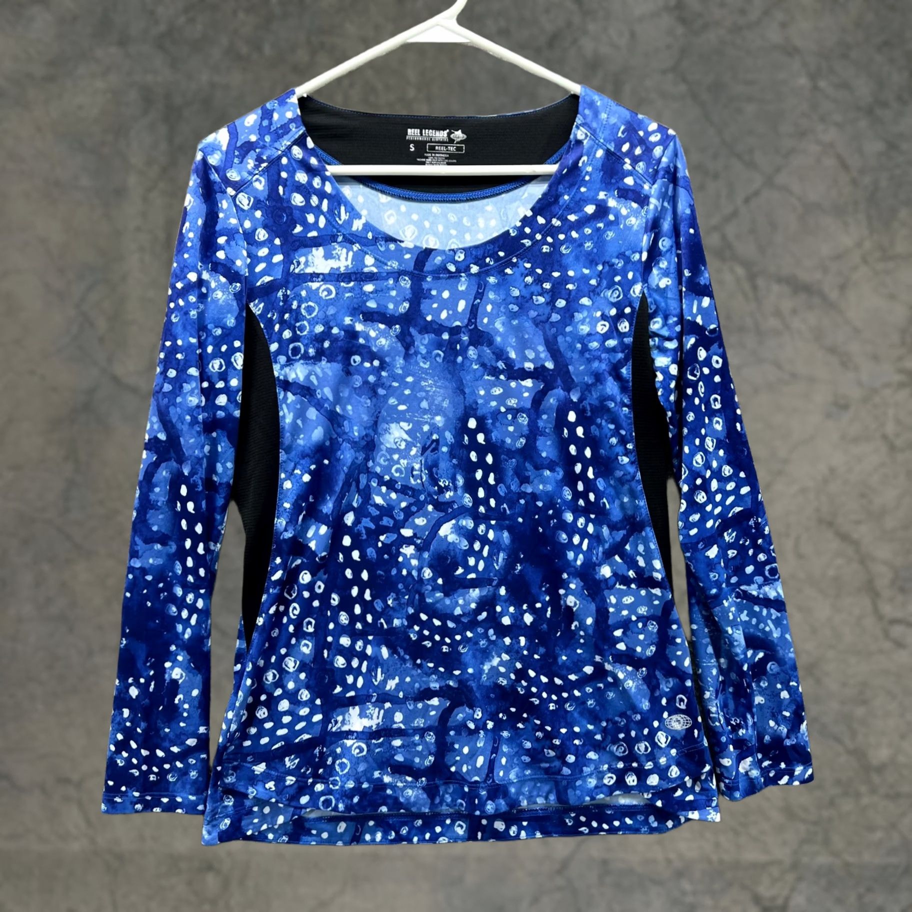 Vintage Reel Legends Shirt Womens Small Blue Abstract Print Long Sleeve Reel-Tec Jersey Size S / US 4 / IT 40 - 1 Thumbnail
