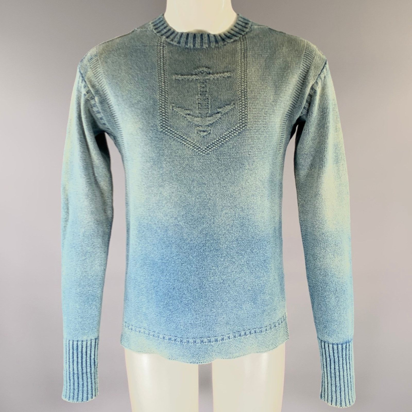 Ralph Lauren RRL by RALPH LAUREN S Blue Knitted Cotton Ribbed Sweater Size US S / EU 44-46 / 1 - 1 Thumbnail