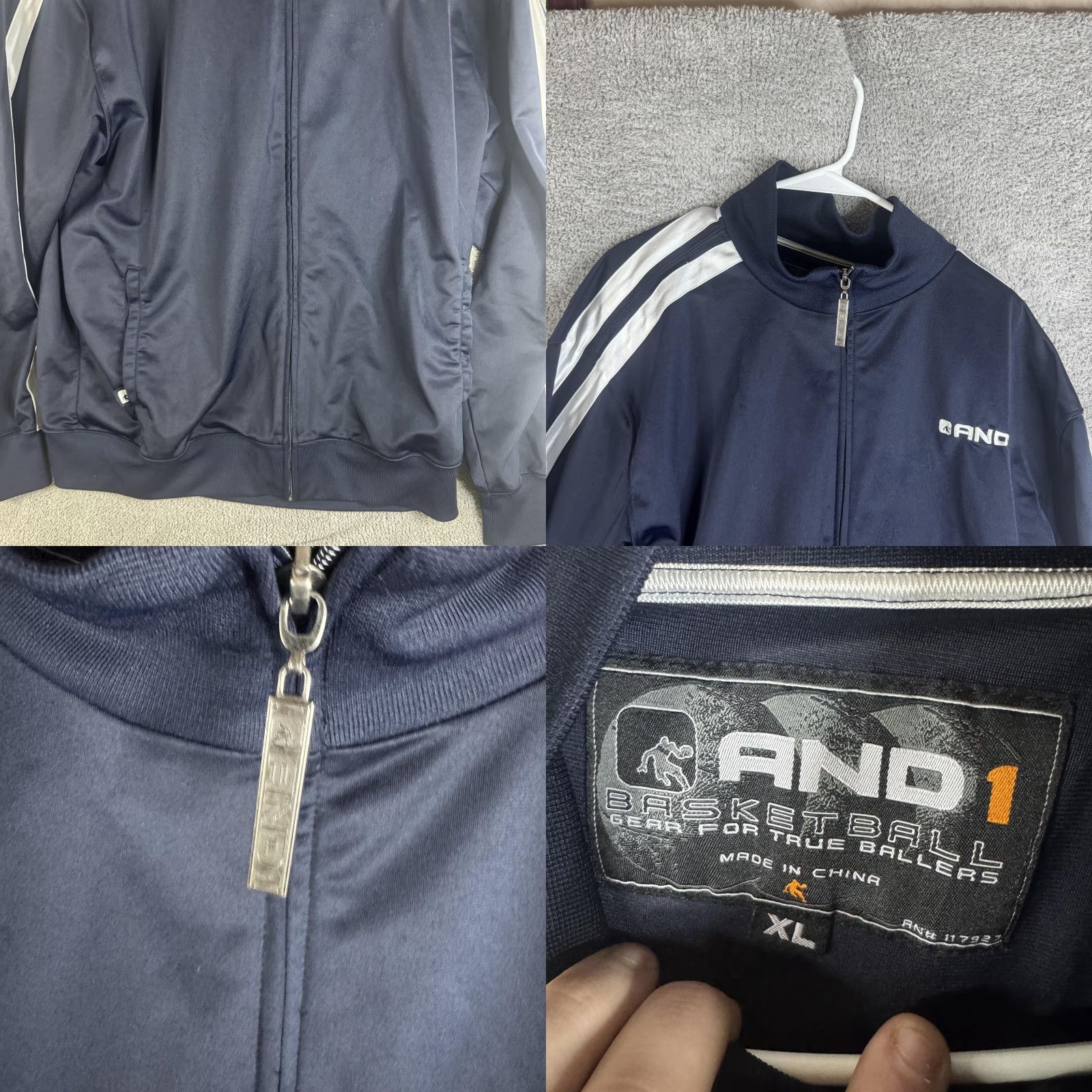 Vintage AND1 Track Jacket Mens XL Blue Full Zip Striped Basketball Athletic Top Size US XL / EU 56 / 4 - 8 Thumbnail