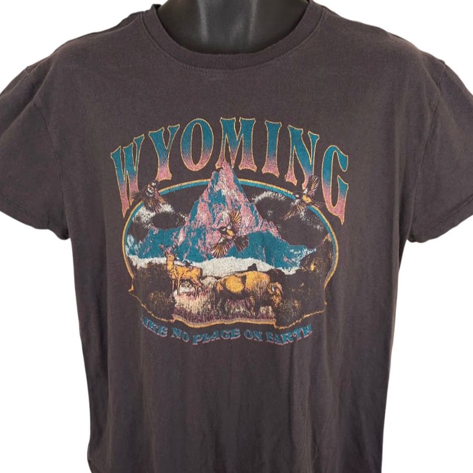 Vintage Wyoming T Shirt Womens XL Gray Nature Tee Like No Place On Earth Doe Shirt Regular Mens Womens Girls Size XL / US 12-14 / IT 48-50 - 2 Thumbnail