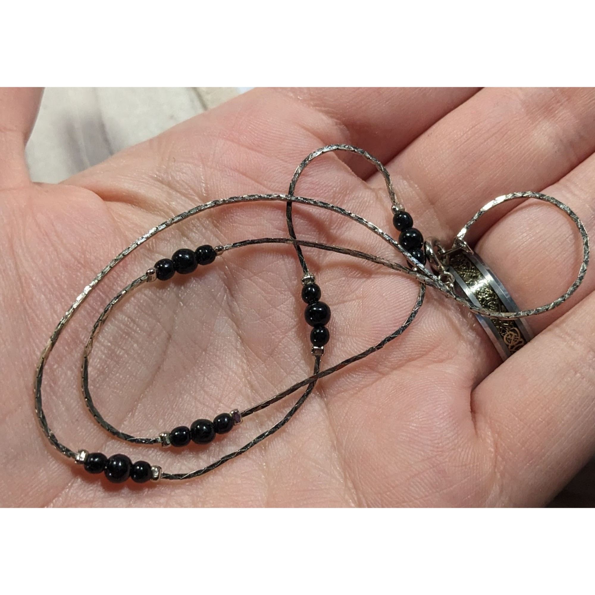 Other Elegant Minimalist Black And Silver Tone Station Necklace Size ONE SIZE - 4 Thumbnail