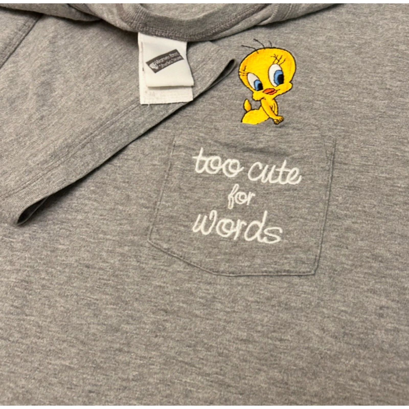 Vintage VINTAGE Looney Tunes Tweety Bird Cartoon Pocket Tee Womens M Shirt gray 90s VTG Cartoon Pocket Tee Womens M Size M / US 6-8 / IT 42-44 - 2 Thumbnail