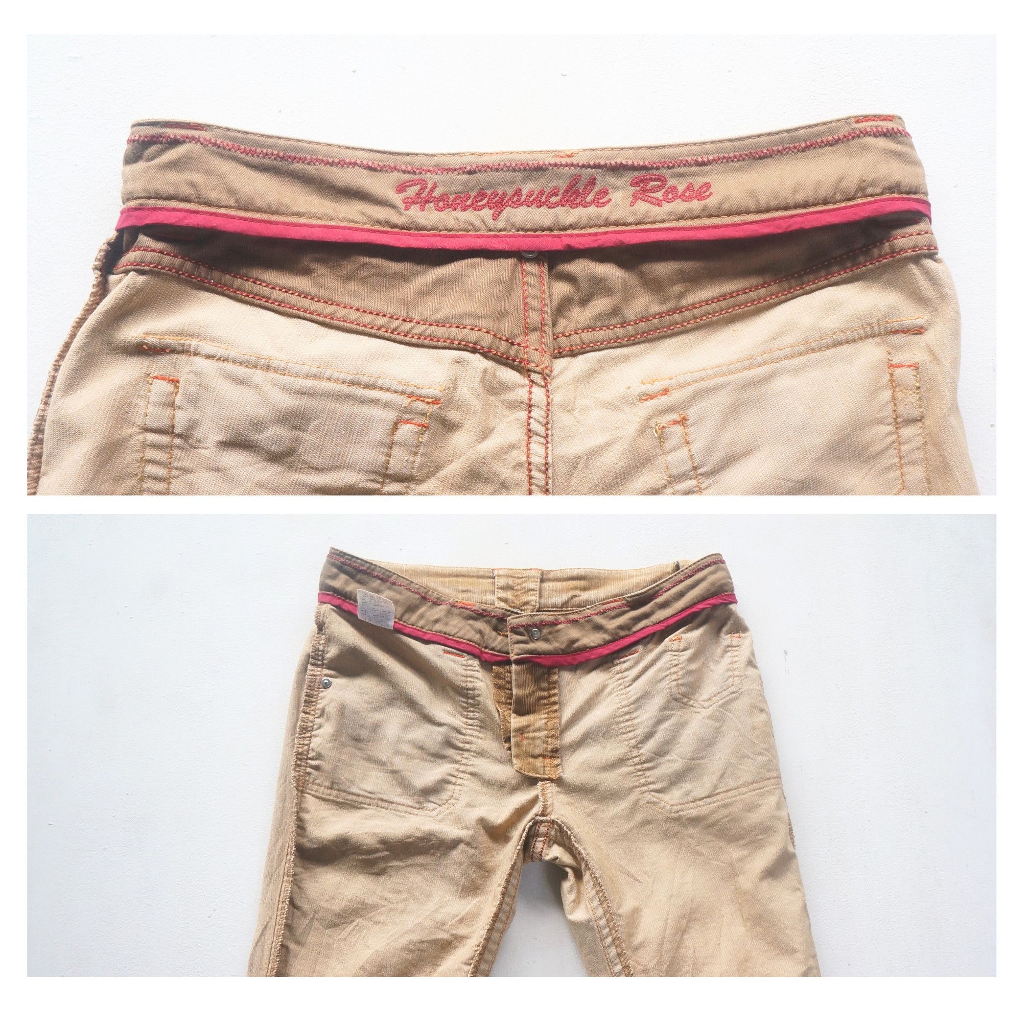 Japanese Brand Honeysuckle Rose Multi Pockets Flared Corduroy Pants Size 29" - 5 Thumbnail