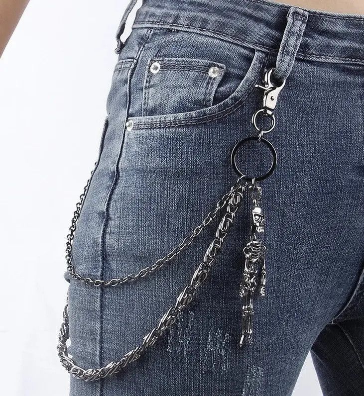 Vintage Double Layer Skull Hanging Jeans Chain Size ONE SIZE - 1 Thumbnail