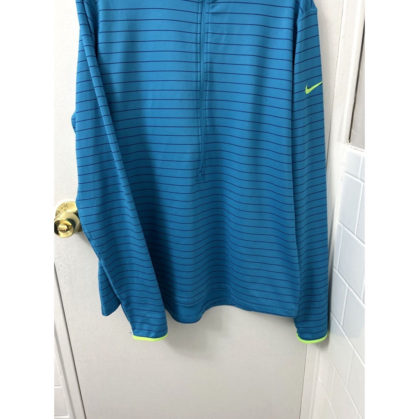 Nike Nike Pro Hyperwarm Pullover Womens XL Blue Striped 1/2 Zip Sweatshirt 642621-407 Size XL / US 12-14 / IT 48-50 - 3 Thumbnail