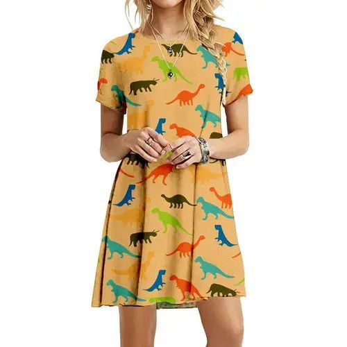 Japanese Brand Vintage Dress Fashion Clothes 3D Dinosaur Size ONE SIZE - 6 Thumbnail