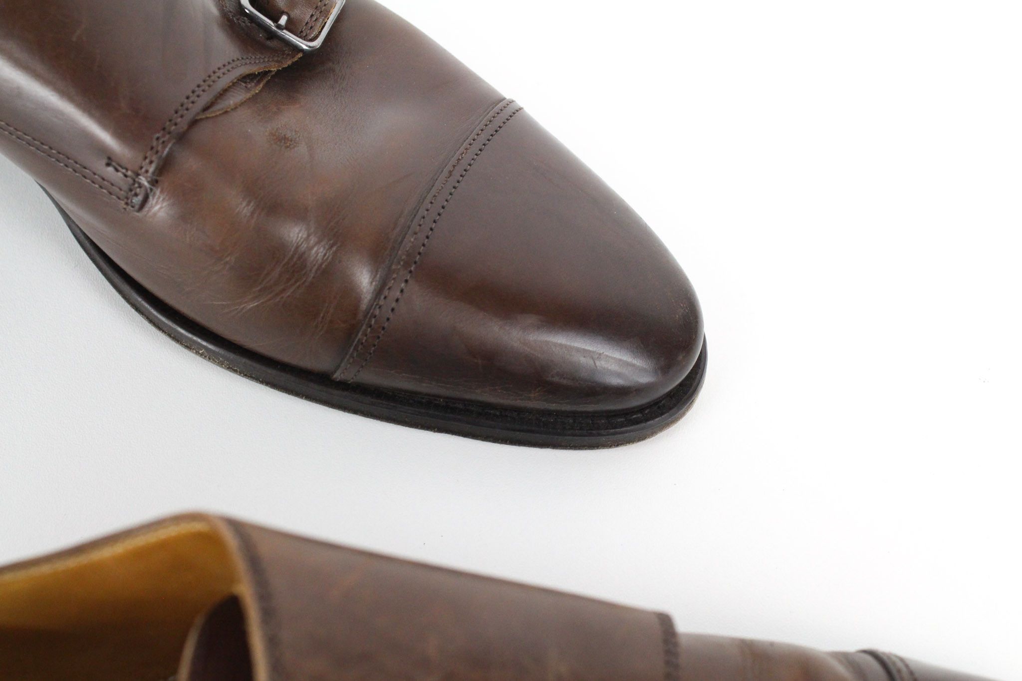 Suitsupply EU42.5 Mid Brown Leather Double Monk Shoes 73290 Size US 9.5 / EU 42-43 - 14 Thumbnail