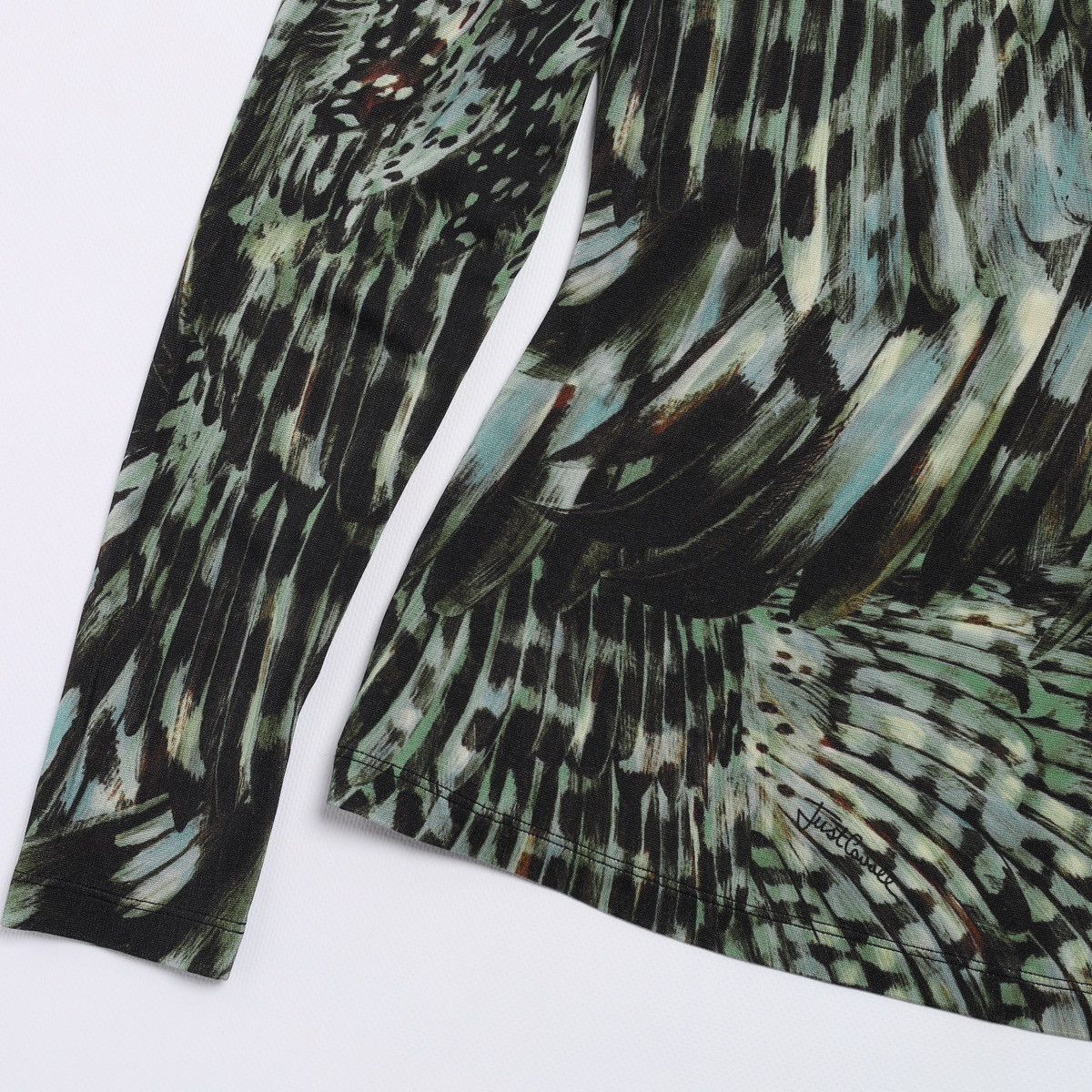 Just Cavalli Just Roberto Cavalli Feather Print Green Jungle Floral Top Size M / US 6-8 / IT 42-44 - 6 Thumbnail