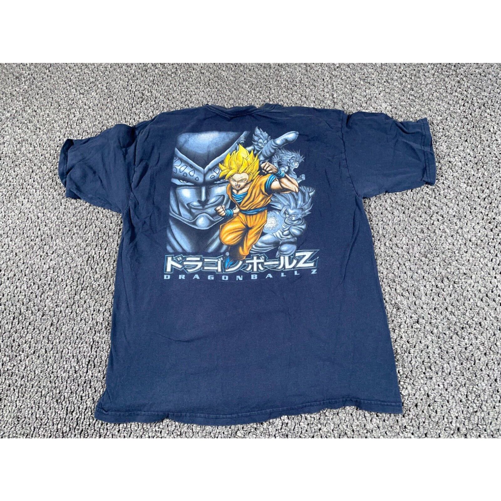 image of Vintage VTG 1998 Dragon Ball Z T-Shirt Adult XL Blue Double Sided Print Bird Studio Goku in White