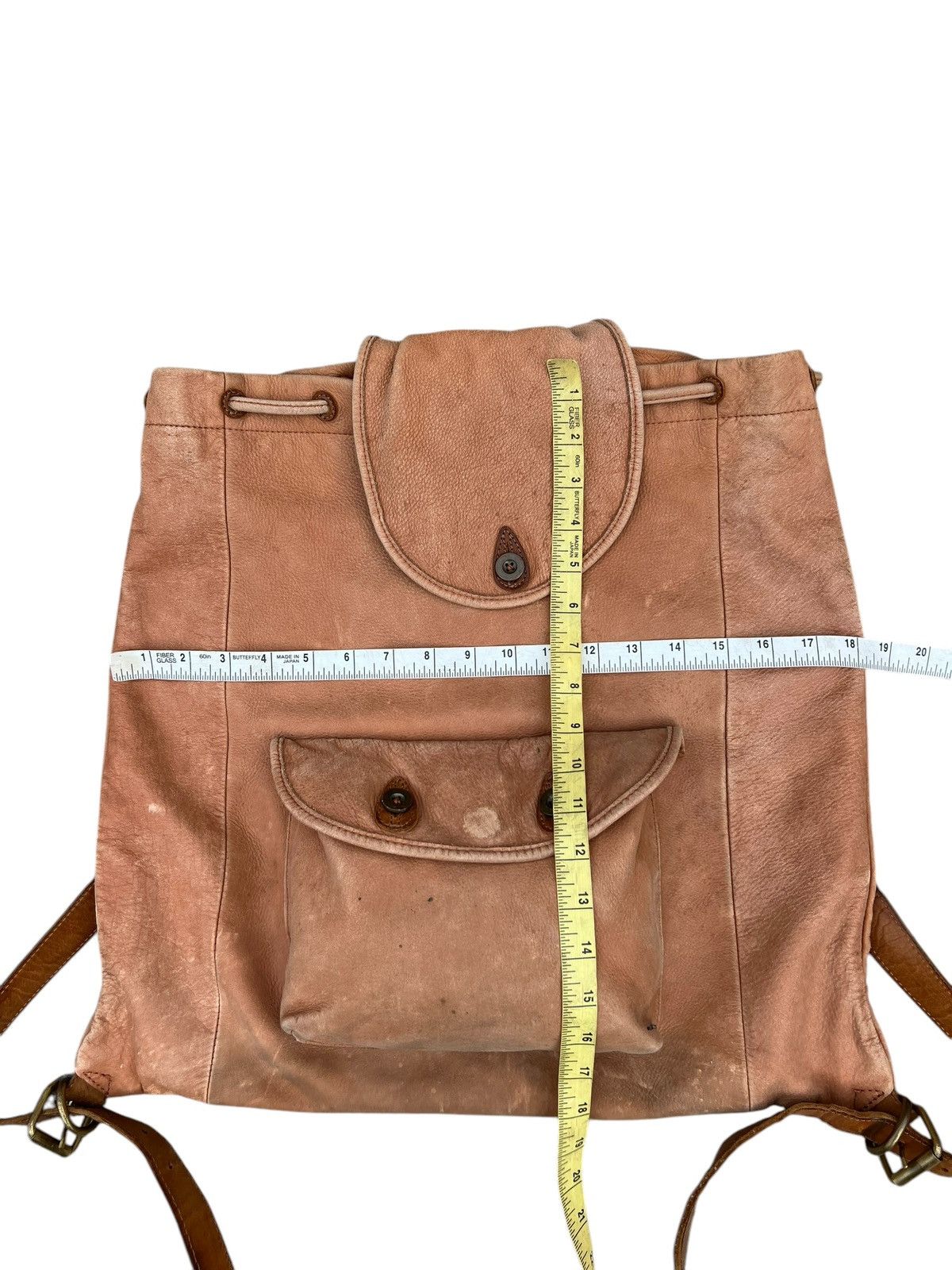 Leather Vintage COCARDE Japan Faded Patina Leather Backpack Bag Size ONE SIZE - 25 Thumbnail