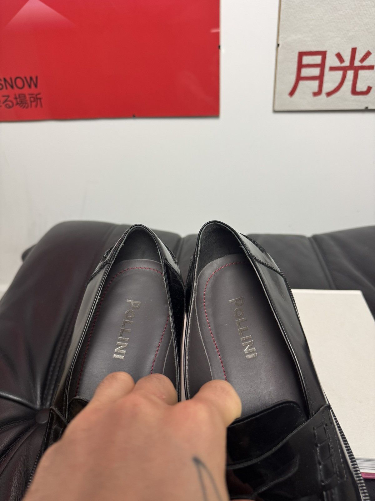 Pollini Black High Quality Leather Loafers Vintage Y2k Italy Hype Size US 9.5 / EU 42-43 - 3 Thumbnail
