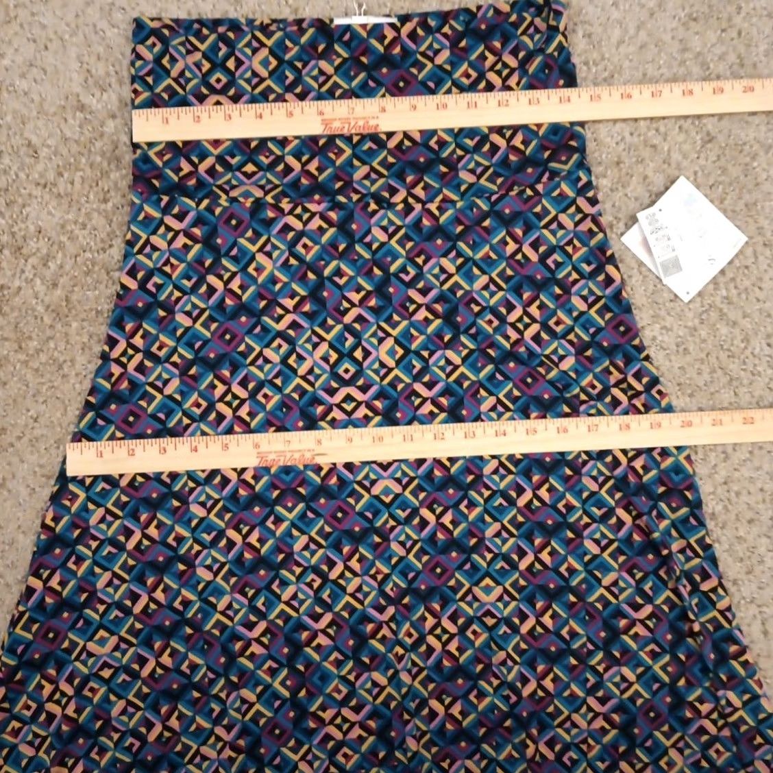 Vintage LuLaRoe Maxi Skirt Small Blue Pink Yellow Geometric Pull On Long New Size 28" / US 6 / IT 42 - 2 Thumbnail